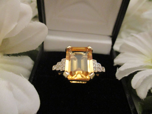 A Citrine and Diamond Ring.