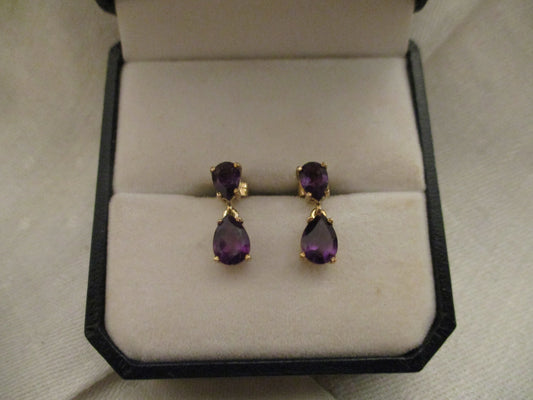 Amethyst and 9ct Gold drop Earrings
