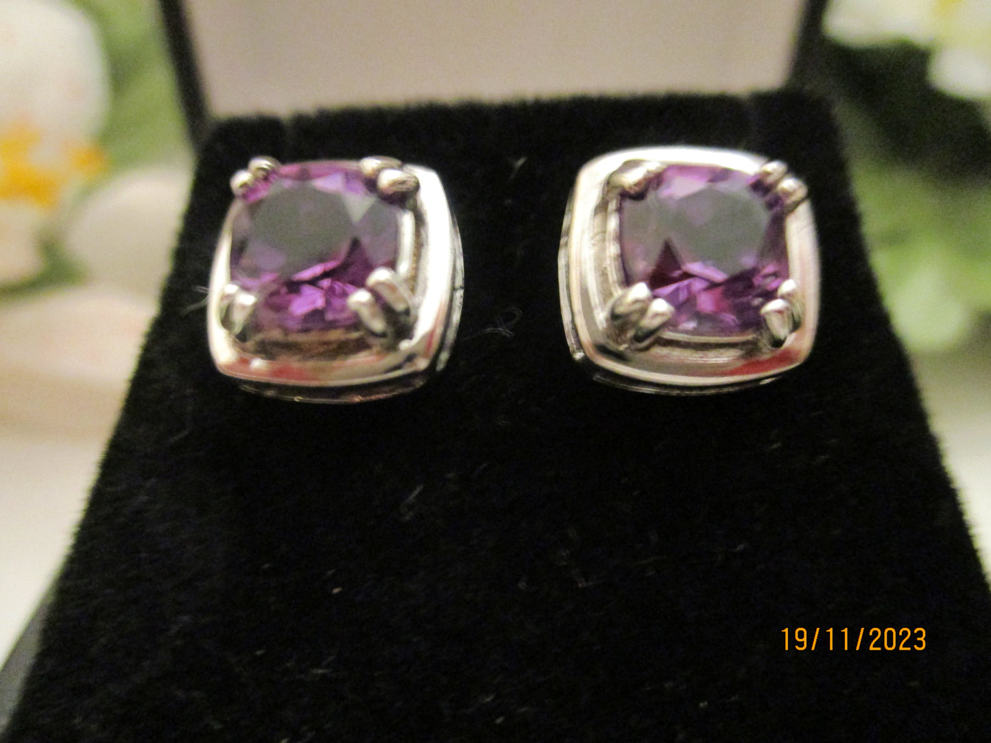Amethyst and Silver Earrings
