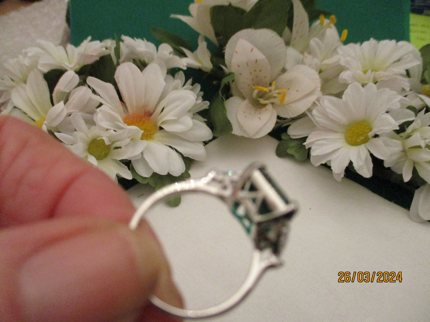 Emerald Green Silver Ring.